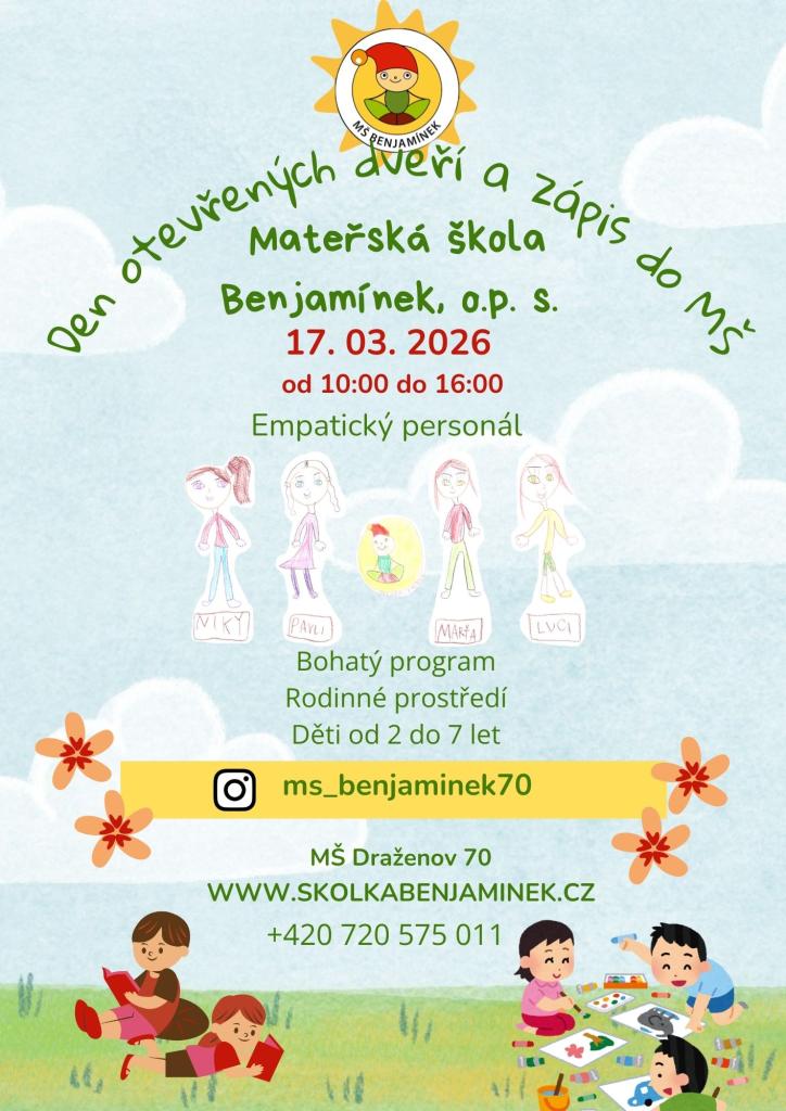 MŠ Benjamínek zápis a den otevřených dveří